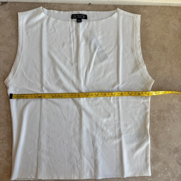 J Crew Ivory Refined Rib Shell Tank Sleeveless Boat Neck Women Sz L Jersey Knit - Picture 4 of 8